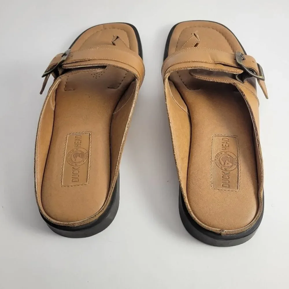 Duck Head tan leather slip on sandals